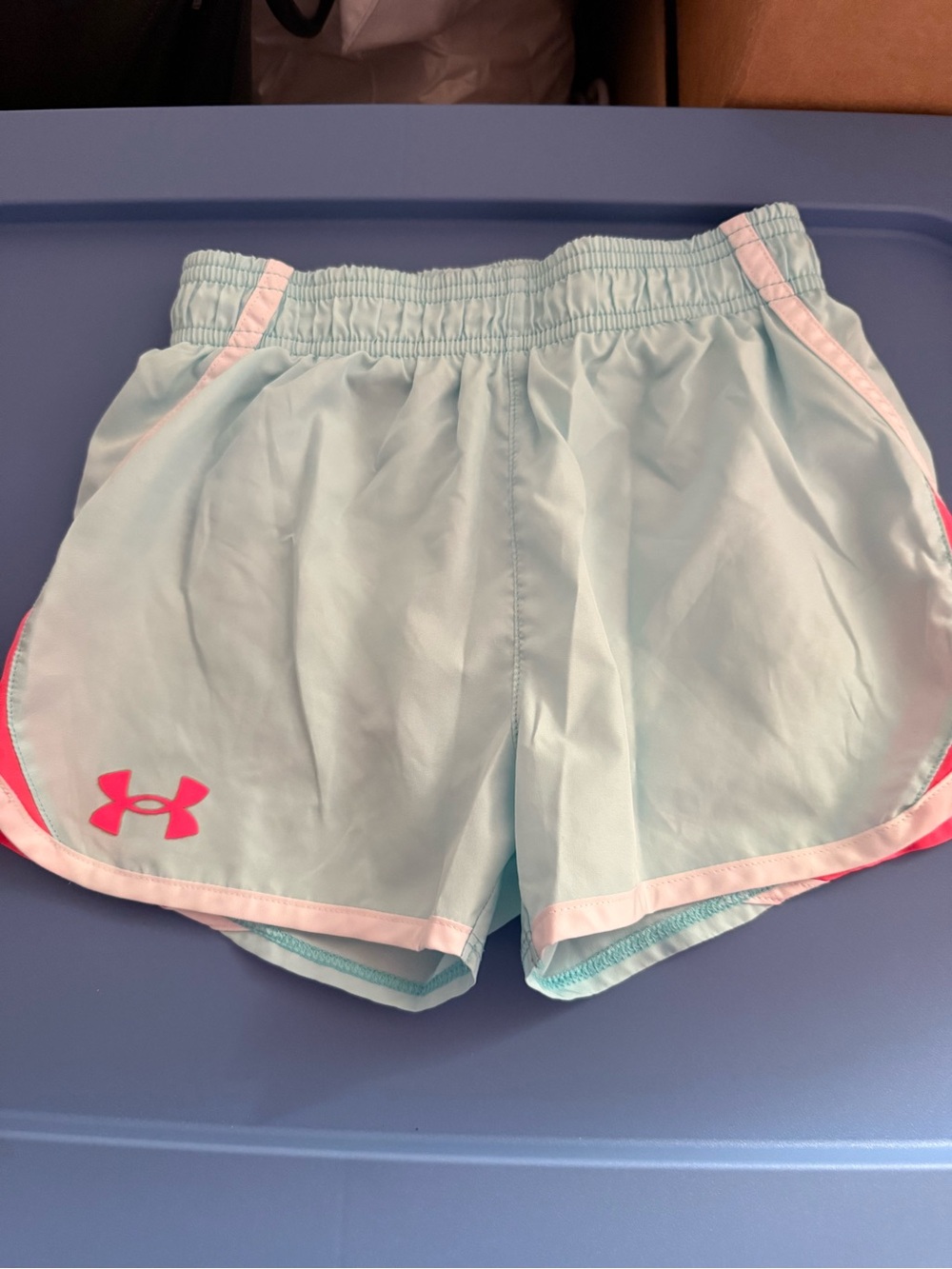 Under Armour Light Blue Athletic Shorts with Pink Accents
